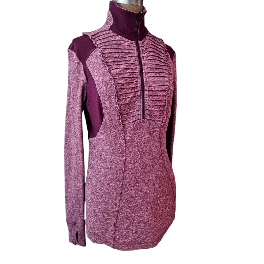 Lululemon Run Your Heart Out Half Zip Pullover Sweatshirt Heathered Plum 8